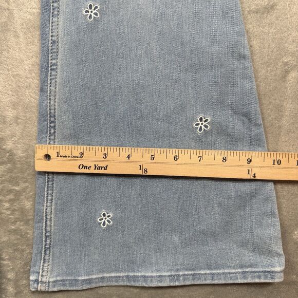 Hollister Jeans Womens 27L Blue Cotton Denim High Rise Flare Soft Stretch Floral - Picture 12 of 14